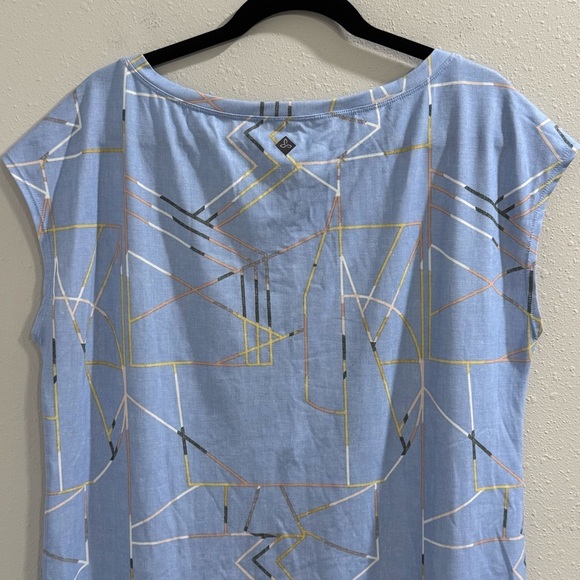 Prana XL Blue Sheen Jigsaw Sanna Dress Cap Sleeve Casual Athleisure Performance - Picture 7 of 7
